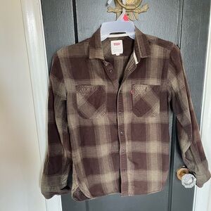 Levi's Brown and Green Flannel Plaid Shirt